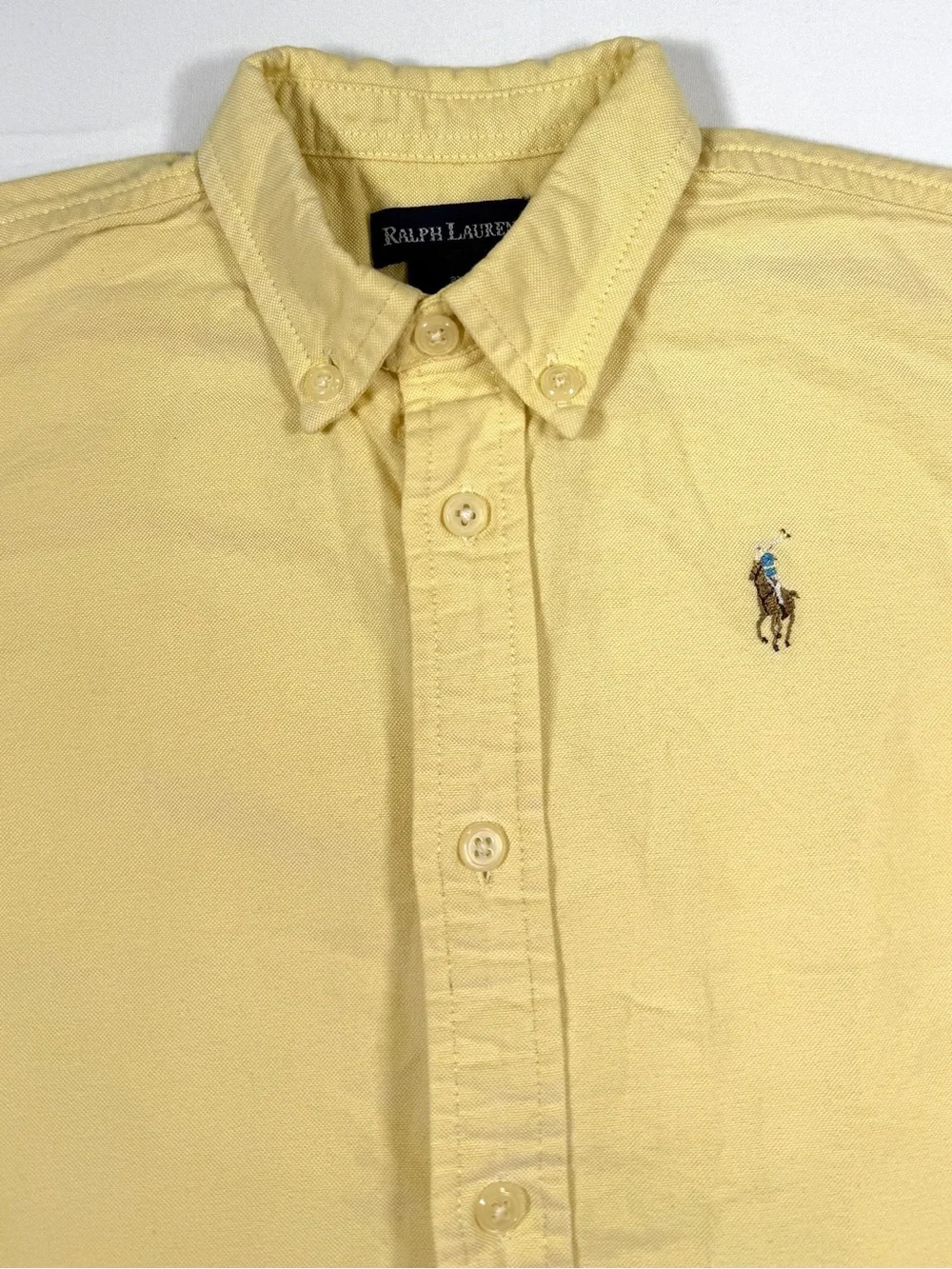 RALPH LAUREN Vintage 1990s Boys 3T Yellow Oxford Button Down Pony Preppy Shirt